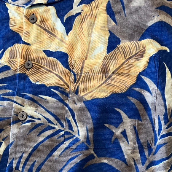 Caribbean Men's Casual Button Down Shirt - Blue and Tan Size 3XB - Picture 4 of 9